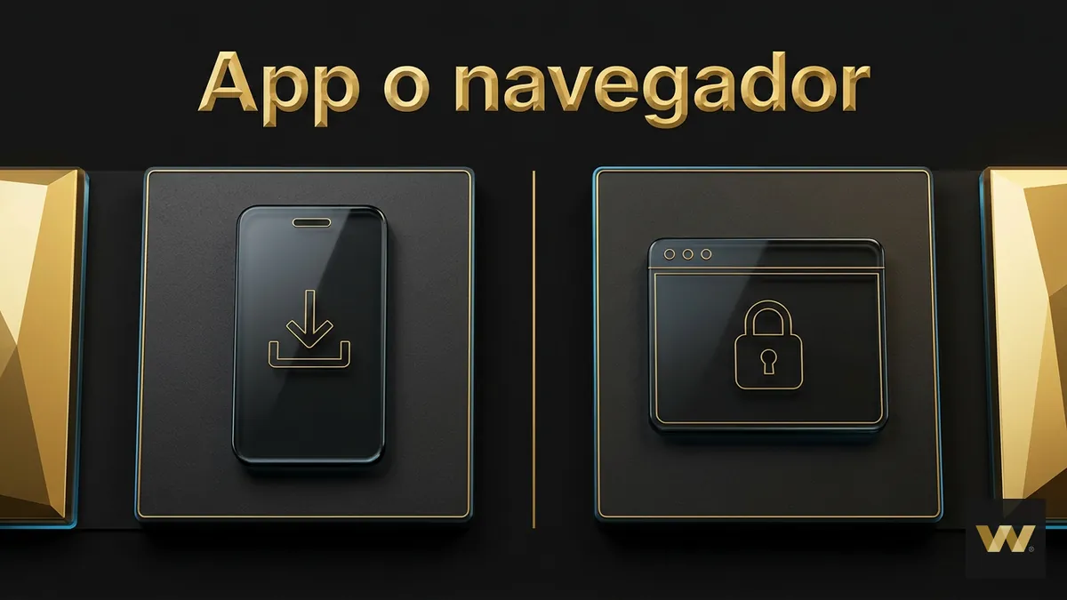 Comparación entre app descargable y navegador en el celular, W88 Chile
