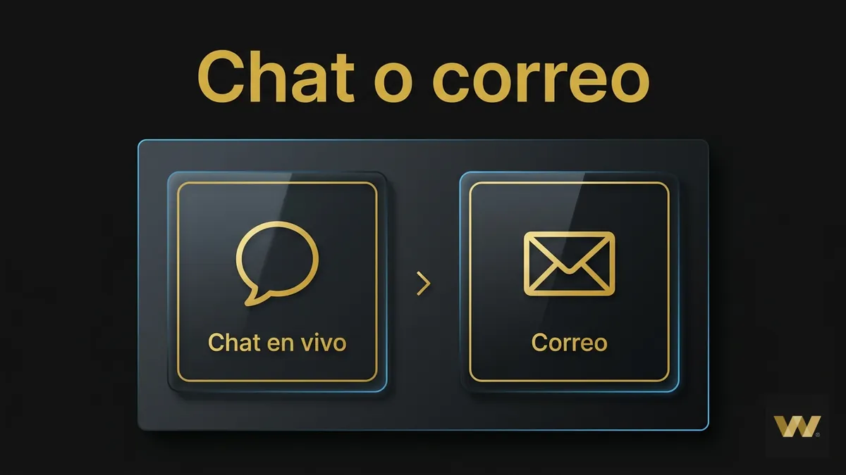Comparación entre chat en vivo y correo de soporte de W88