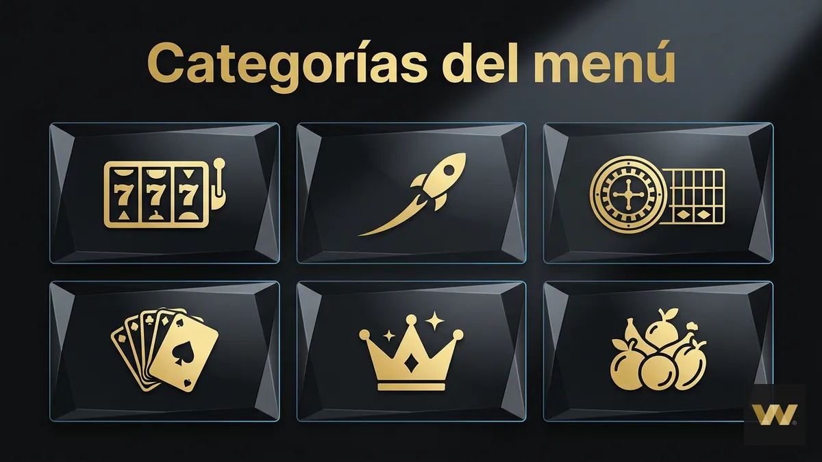 Categorías de juegos de W88 en el menú: tragamonedas, crash, ruleta y más